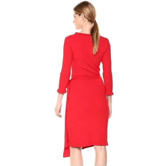 Milly Ruffle Edged Red Wrap Dress - Picture 3 of 6